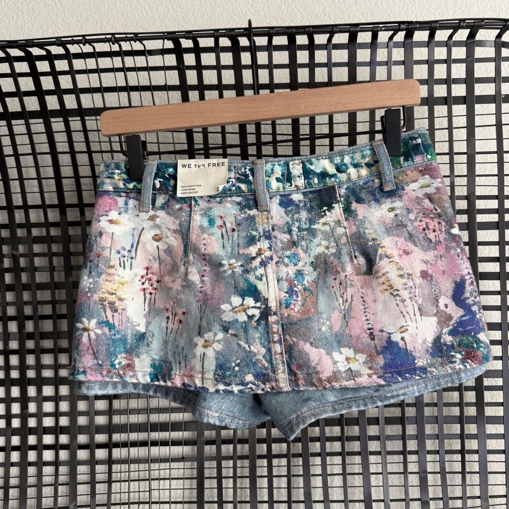 Free people We The Free Gallivanting Illusions Skort pink floral canvas - Picture 6 of 7